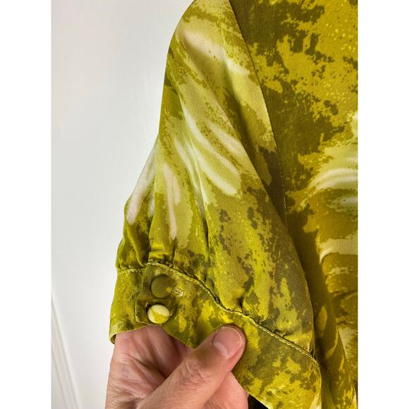 Anthropologie Tabitha Women's Size 10 Green 100% Silk Ruffle Belted Mini Dress - Picture 5 of 6